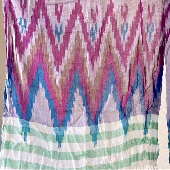 Ikat Zig Zag Flame Stitch Pattern Lightweight Large Crinkle Scarf - Picture 9 of 9